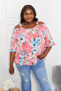 Women's Sew In Love Full Size Fresh Take Floral Short Sleeve Cold-Shoulder Top *