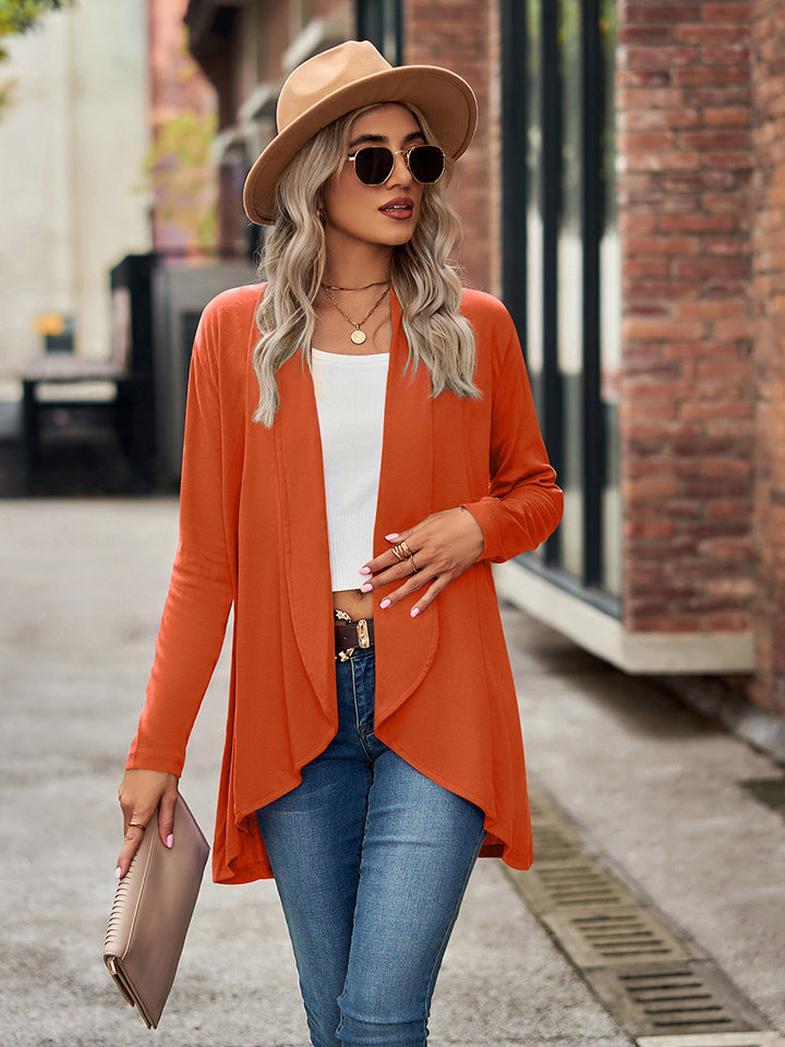 Full Size Open Front Long Sleeve Cardigan