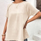 Women's Round Neck Raglan Sleeve Fringe Detail Top