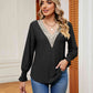 Contrast Flounce Sleeve Blouse