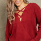 Woven Right Crisscross Back Waffle-Knit Sweater