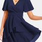 Surplice Neck Flutter Sleeve Dress