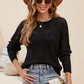 Beauteous Round Neck Openwork Dropped Shoulder Knit Top