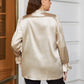 Plus Size Flounce Sleeve Band Collar Shirt
