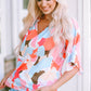 Women's Printed Notched Neck Half Sleeve Blouse