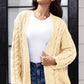 SocialBee Open Front Cable-Knit Cardigan