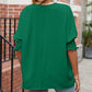 Full Size Round Neck Smocked Lantern Sleeve Blouse