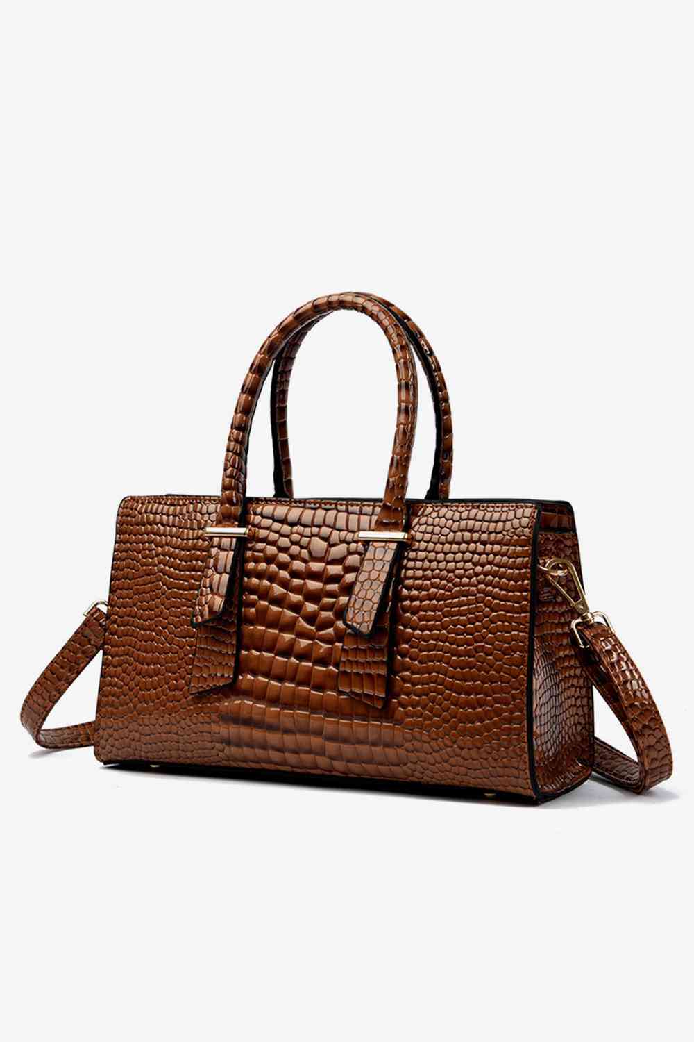 Burnt Umber Textured PU Leather Handbag