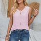 Eyelet Decorative Button V-Neck Tank