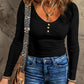 Scoop Neck Buttoned Long Sleeve T-Shirt