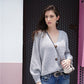 Women's TrendiStyles Rib-Knit Balloon Sleeve Cardigan