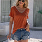 Lace Detail V-Neck Short Sleeve T-Shirt