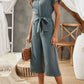DuskJumpers Tie-Waist Buttoned Cropped Jumpsuit