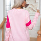 Color Block Cable-Knit Round Neck Sweater