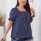Plus Size Polka Dot Square Neck Blouse
