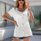 Decorative Button Round Neck Cold Shoulder T-Shirt