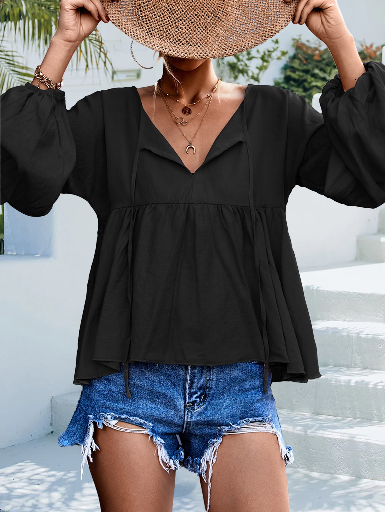 Puff Sleeve Babydoll Blouse