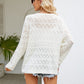 Round Neck Openwork Long Sleeve Knit Top