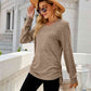 Full Size Drawstring V-Neck Long Sleeve T-Shirt