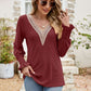 Pretty Purples Eyelet V-Neck Smocked Flounce Sleeve Blouse