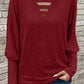 Cutout Round Neck Long Sleeve T-Shirt