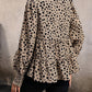 Notched Lantern Sleeve Tiered Top