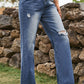 BeyondYou Distressed Buttoned Loose Fit Jeans