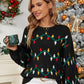 CHRISTMAS THEMED Round Neck Pattern Lantern Sleeve Sweater