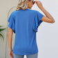 Women's JAYLEEN Full Size Notched Neck Flutter Sleeve Tee