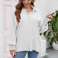 High-Low Collared Neck Lantern Sleeve Shirt