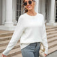 Malibu Dreams Hannah&Mea Round Neck Ribbed Long Sleeve Sweater