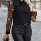Printed Tie Neck Long Sleeve Blouse