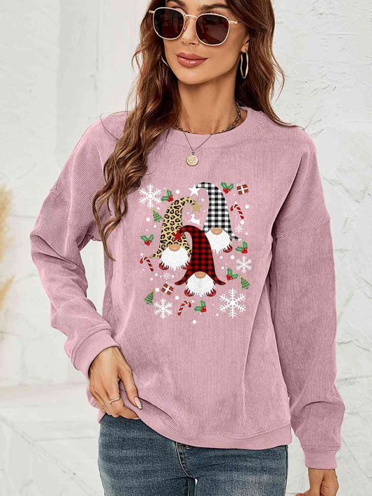 CHRISTMAS THEMED Faceless Gnome Graphic Drop Shoulder Sweatshirt