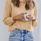 Waffle-Knit High Neck Top