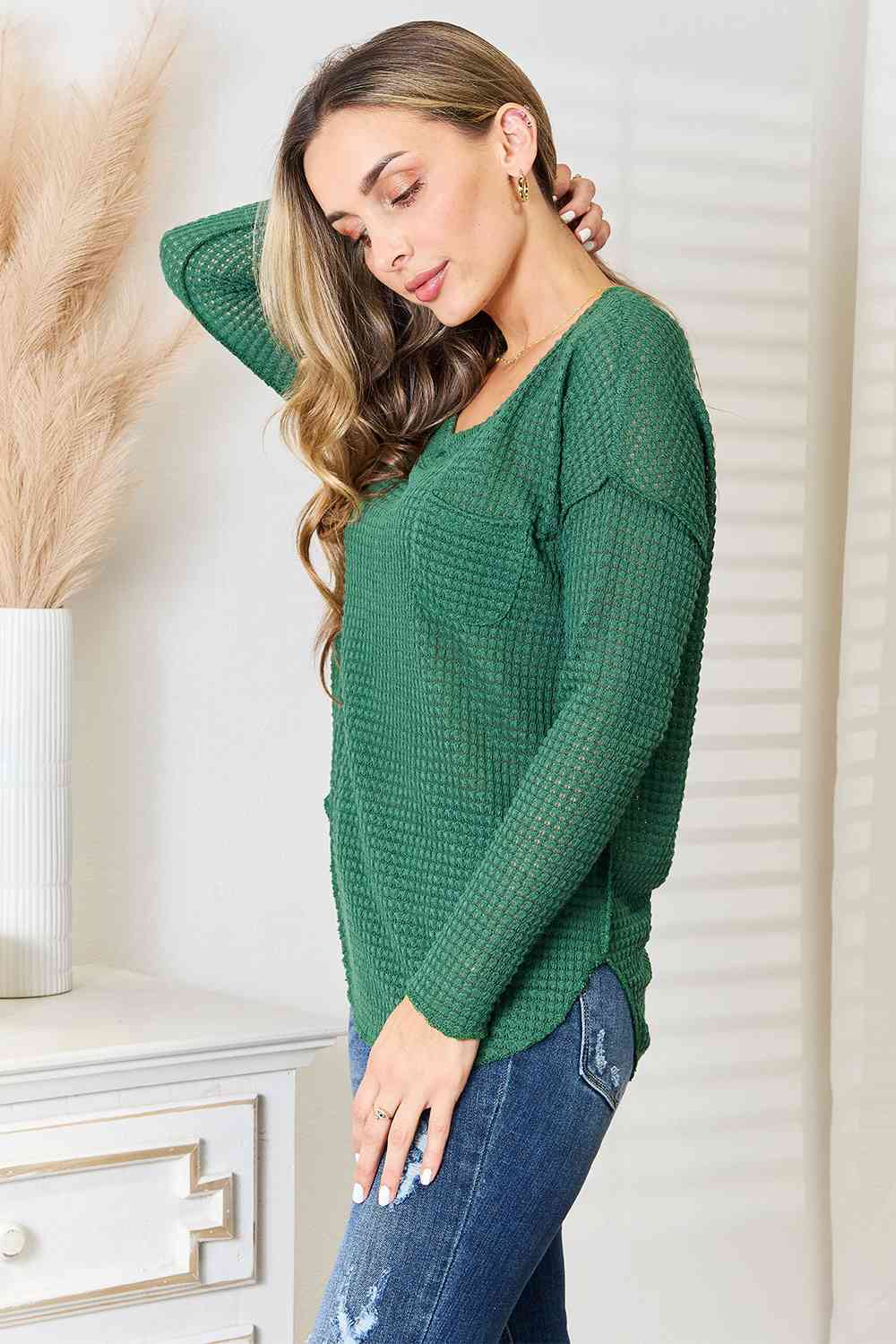 Culture Code Full Size Scoop Neck Patch Pocket Top *