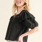 And The Why Square Neck Cotton Gauze Ruffled Blouse