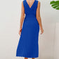 Surplice Sleeveless Midi Pleated Dress
