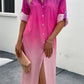 Gradient Long Sleeve Shirt Dress