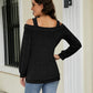 Full Size Cold Shoulder Cutout Square Neck Blouse