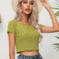 Cable-Knit Round Neck Short Sleeve Knit Top