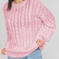 Openwork Round Sleeve Cable-Knit Sweater