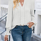 Eyelet Notched Flounce Sleeve Blouse