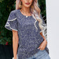 Women's Printed Pom Pom Detail Petal Sleeve Blouse