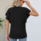 Women's JAYLEEN Full Size Notched Neck Flutter Sleeve Tee