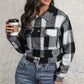 Plaid Button Up Drop Shoulder Cropped Jacket