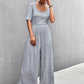 Women's Scoop Neck Half Sleeve Wide Leg Jumpsuit