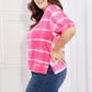Yelete Full Size Oversized Fit V-Neck Striped Top