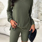 Ribbed Round Neck Dropped Shoulder Top and Shorts Set