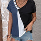 Women's Bryony Color Block Decorative Button V-Neck Tee