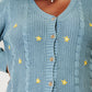 HEYSON Full Size Floral Embroidered Cable Teal Cardigan